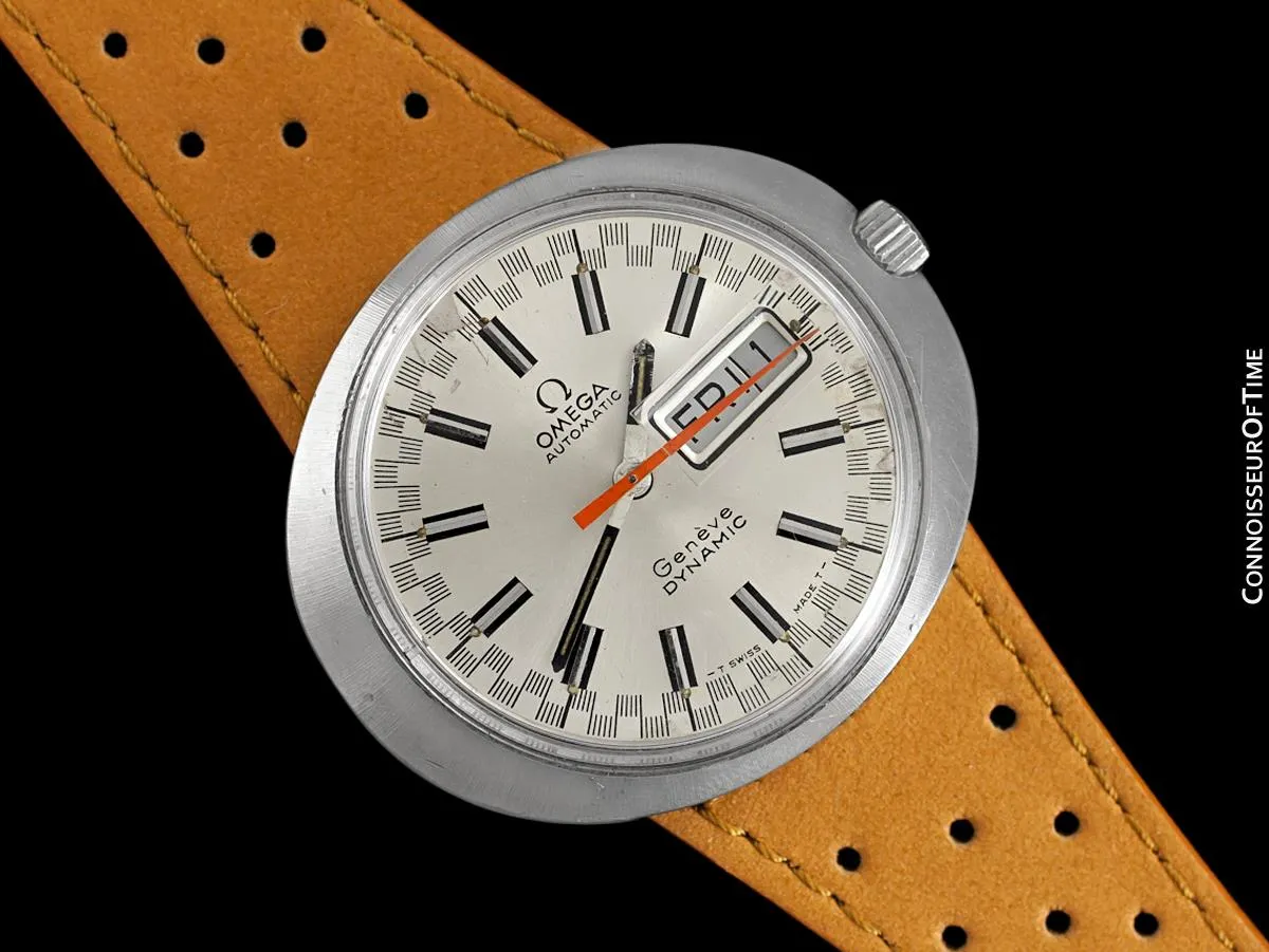 1960's Omega Dynamic Vintage Mens Watch with Racing Dial, Automatic, Day Date - Stainless Steel