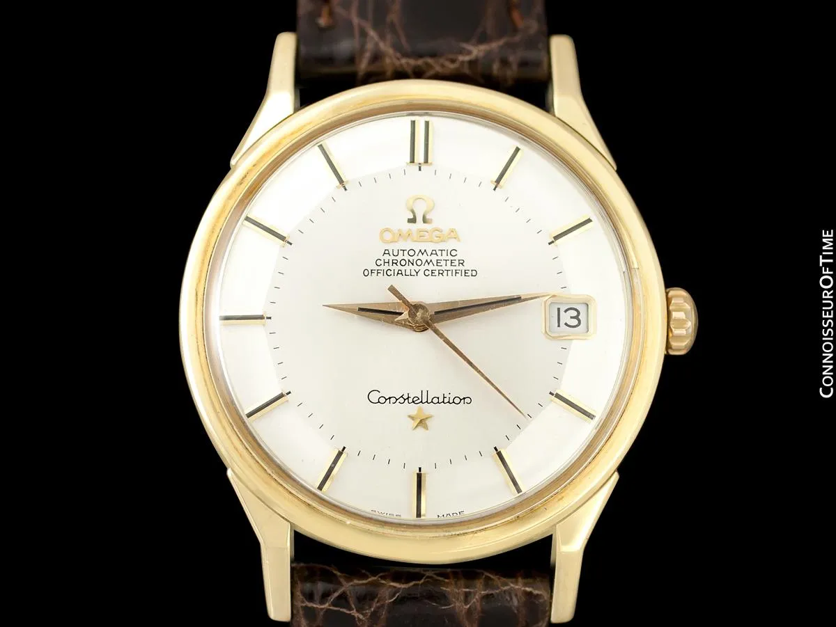 1965 Omega Vintage Mens Pie Pan Dial Constellation, Automatic, Date - 14K Gold