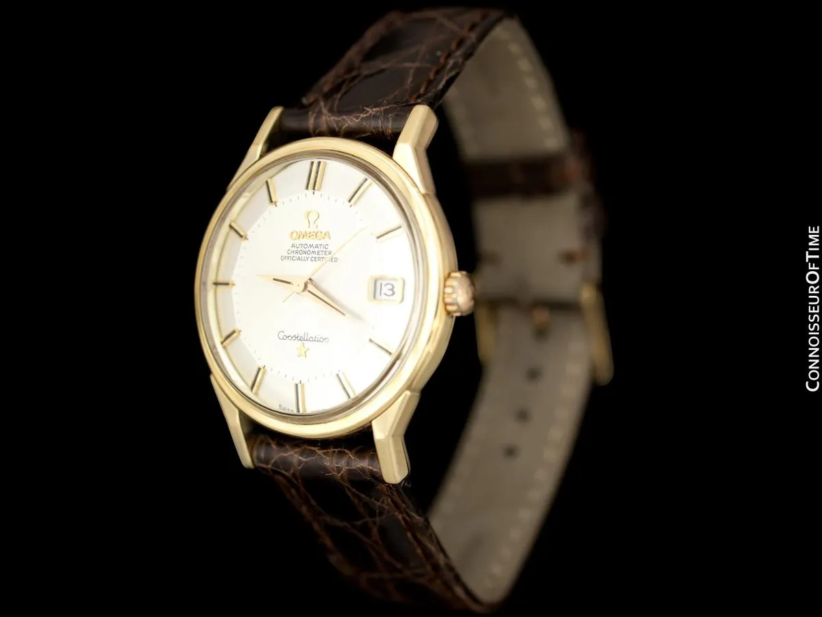 1965 Omega Vintage Mens Pie Pan Dial Constellation, Automatic, Date - 14K Gold