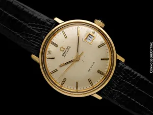 1969 Omega De Ville Vintage Mens Cal. 565 Automatic 14K Gold Watch - Box, Papers & Buckle