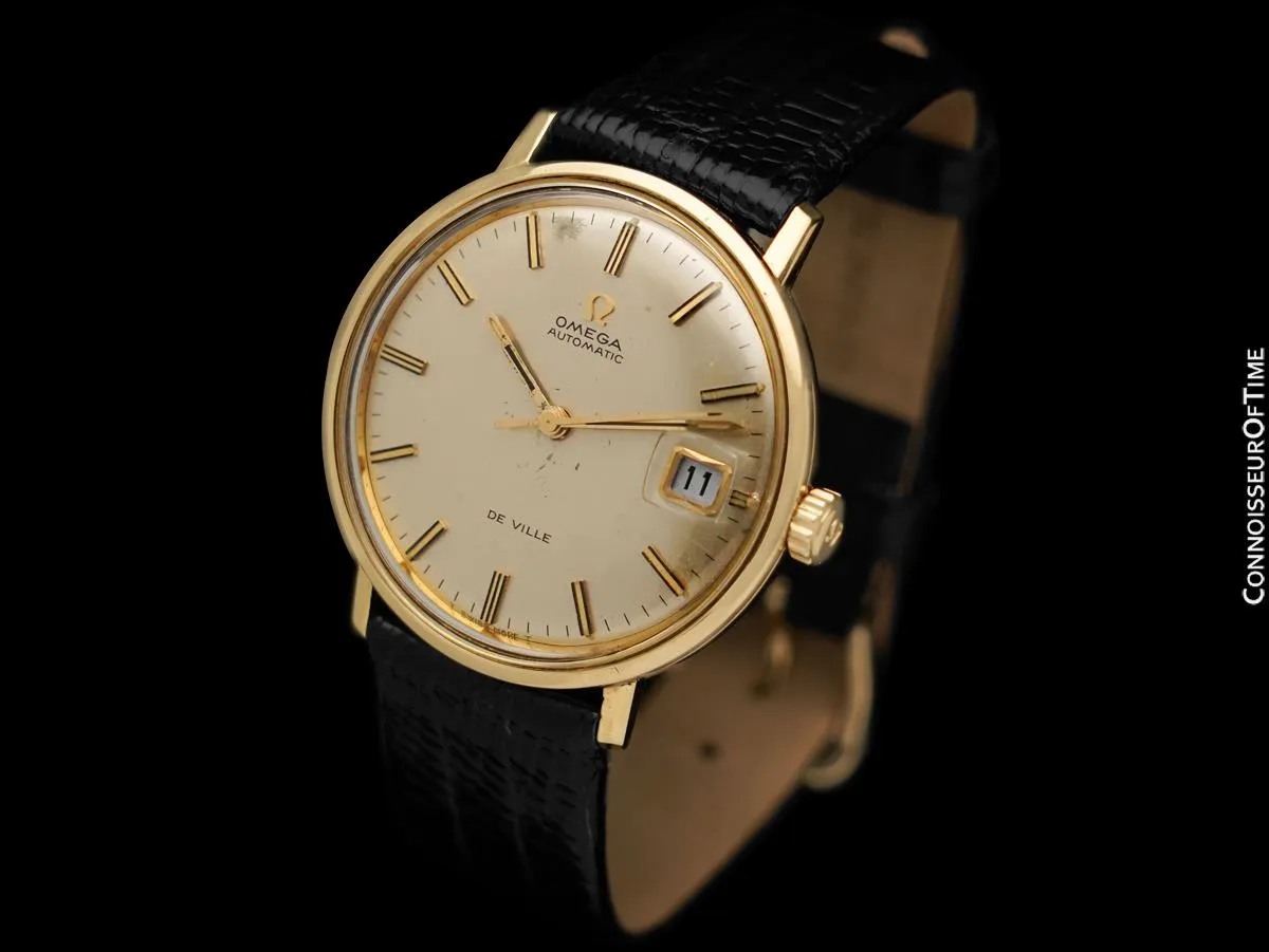 1969 Omega De Ville Vintage Mens Cal. 565 Automatic 14K Gold Watch - Box, Papers & Buckle