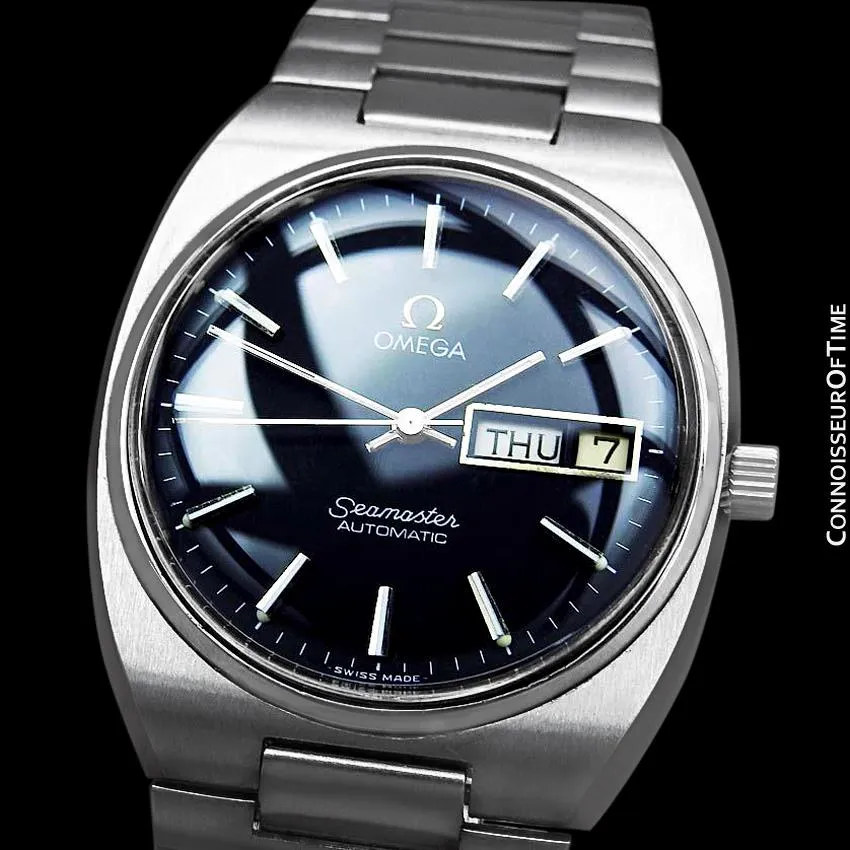 1980 Omega Seamaster Vintage Mens Bracelet Watch, Automatic, Day Date - Stainless Steel