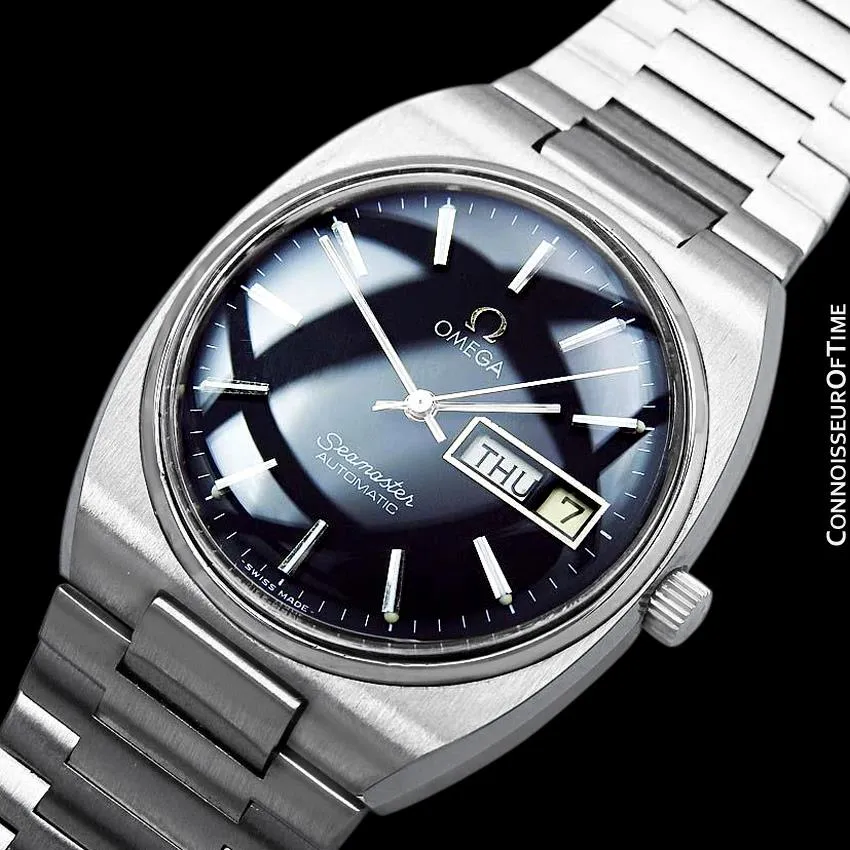 1980 Omega Seamaster Vintage Mens Bracelet Watch, Automatic, Day Date - Stainless Steel