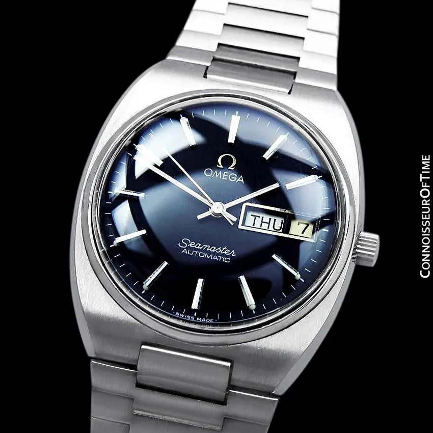 1980 Omega Seamaster Vintage Mens Bracelet Watch, Automatic, Day Date - Stainless Steel