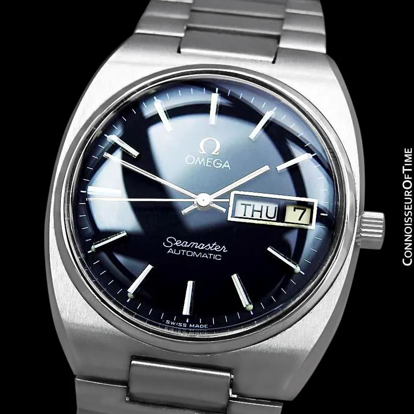 1980 Omega Seamaster Vintage Mens Bracelet Watch, Automatic, Day Date - Stainless Steel