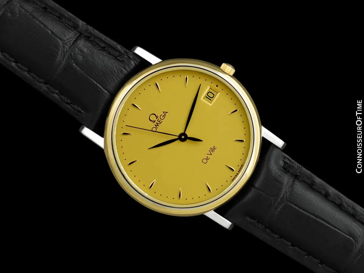 1998 Omega Vintage De Ville Mens Watch with Date - Stainless Steel & Solid 18K Gold