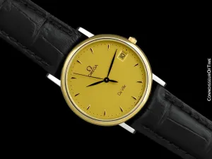 1998 Omega Vintage De Ville Mens Watch with Date - Stainless Steel & Solid 18K Gold