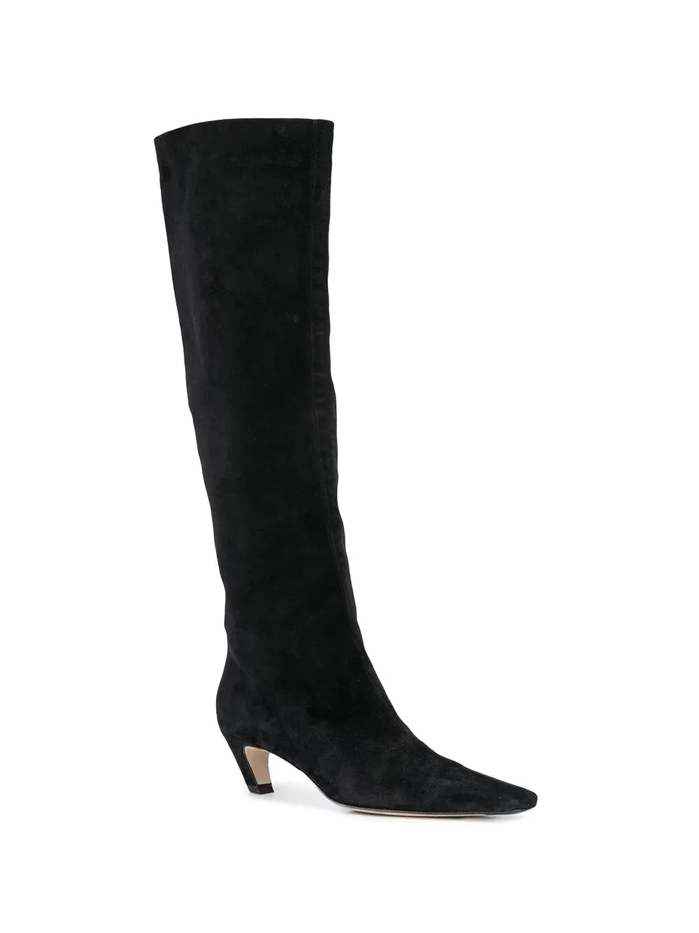 2023 Vegan Snake Leather Knee High Boots for Women Kitten Heel Square Toe Cowboy Boots Black Fall Winter Shoes Plus-Size
