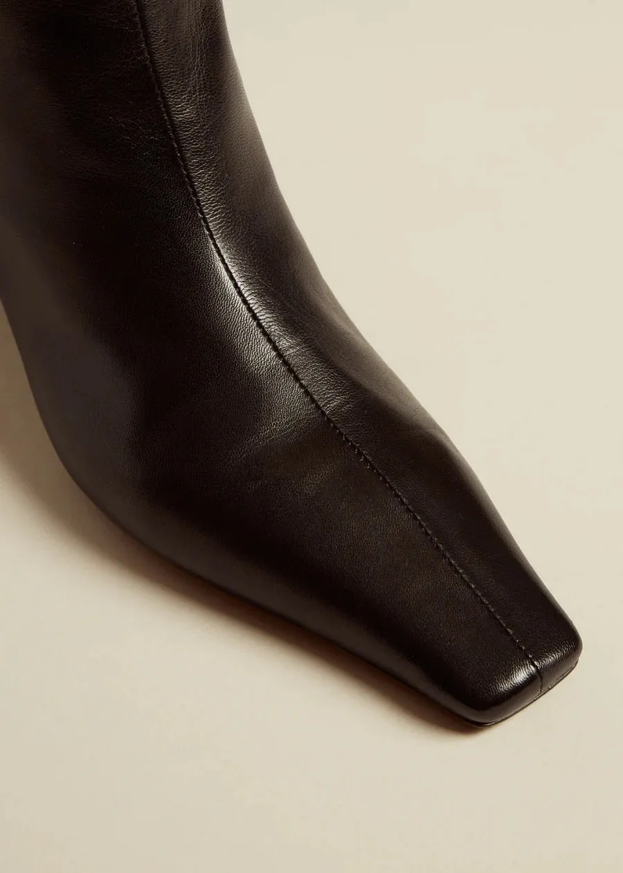 2023 Vegan Snake Leather Knee High Boots for Women Kitten Heel Square Toe Cowboy Boots Black Fall Winter Shoes Plus-Size