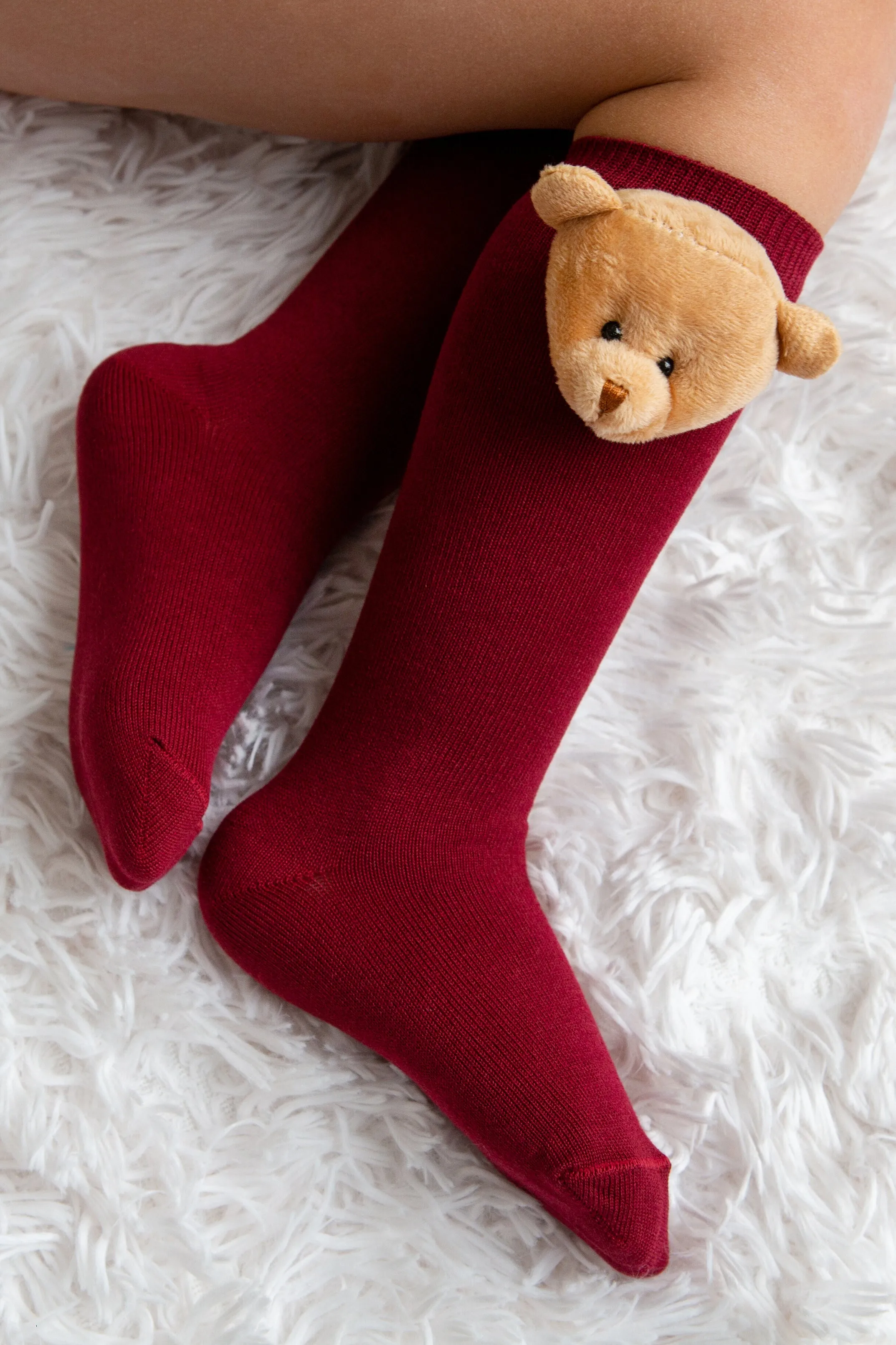 3D Teddy Knee High Socks
