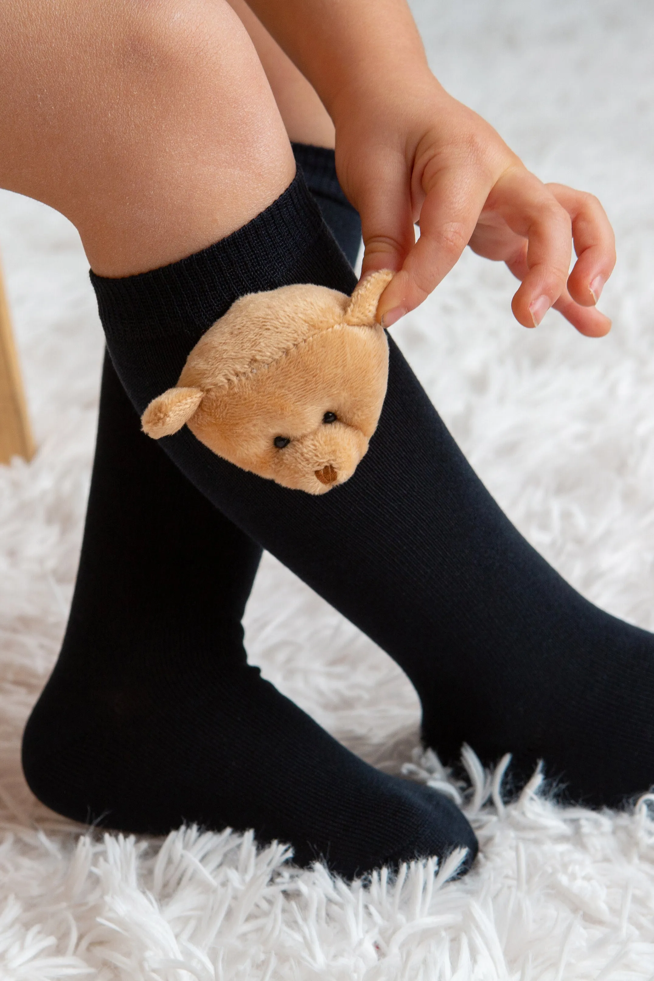 3D Teddy Knee High Socks