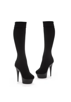 6 Pointed Stilitto Lycra Knee High Boot