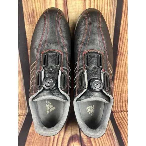 Adidas 360 Traxion Men’s 12 Golf Shoes BOA Black Red Athletic Sneaker Leather