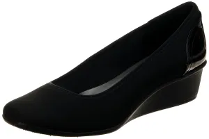 Anne Klein Sport Women's Wisher Fabric Wedge Pump, Black, 6 M US