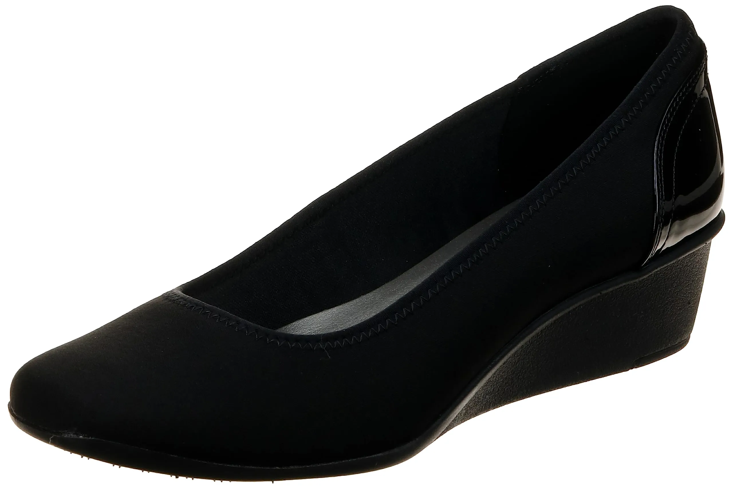 Anne Klein Sport Women's Wisher Fabric Wedge Pump, Black, 6 M US