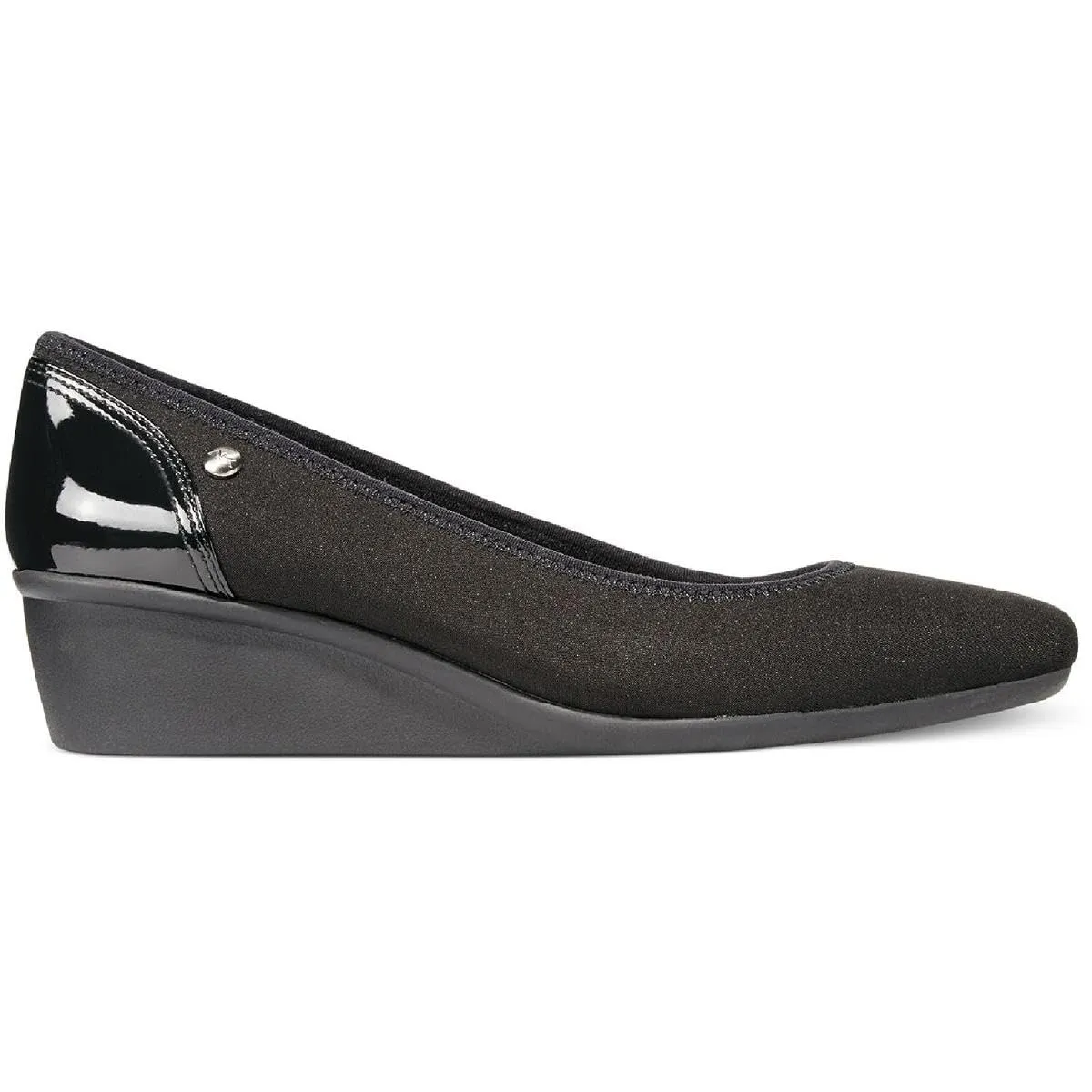 Anne Klein Sport Women's Wisher Fabric Wedge Pump, Black, 6 M US