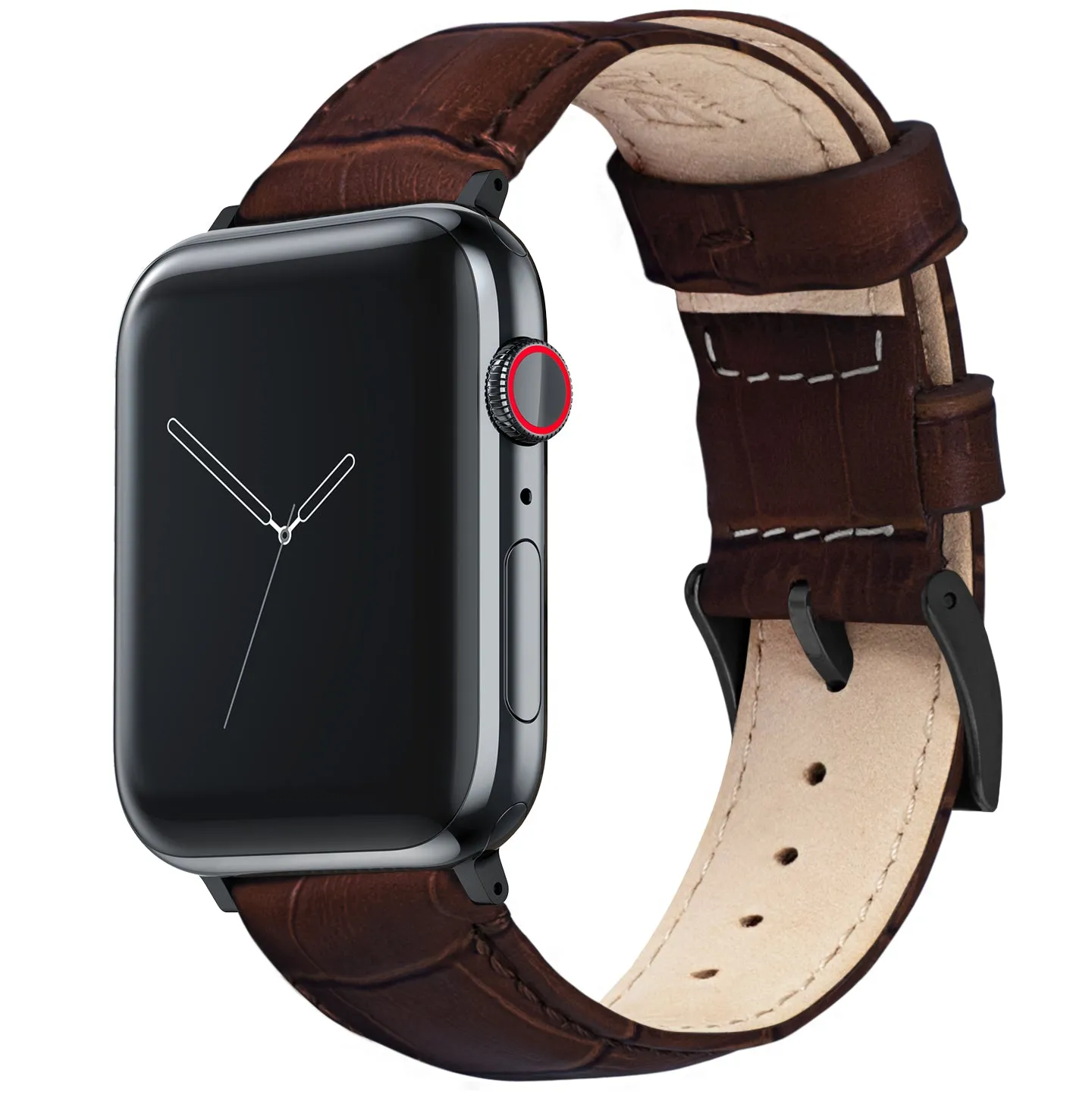Apple Watch Coffee Brown Alligator Grain Leather Watch Band