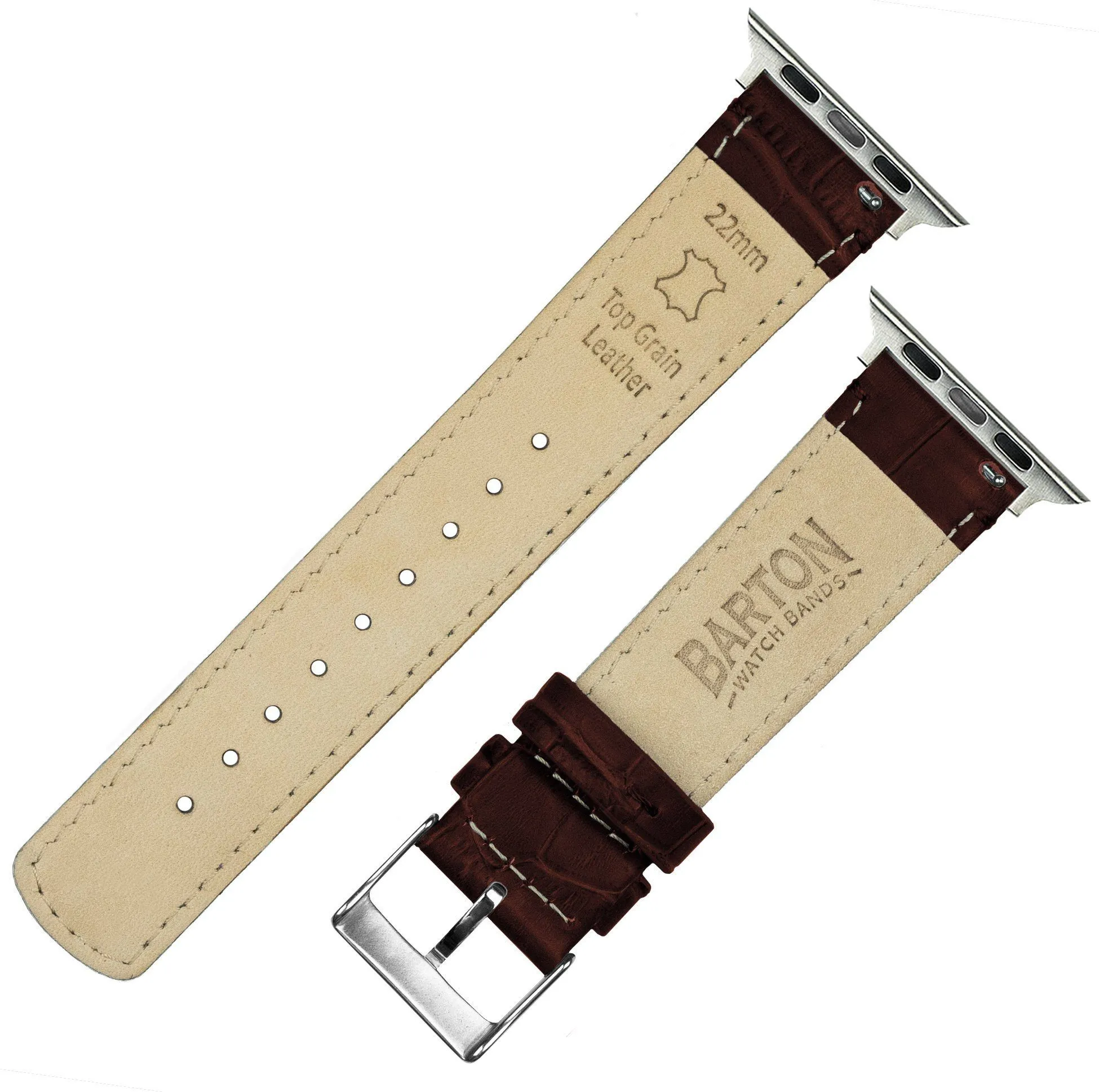 Apple Watch Coffee Brown Alligator Grain Leather Watch Band