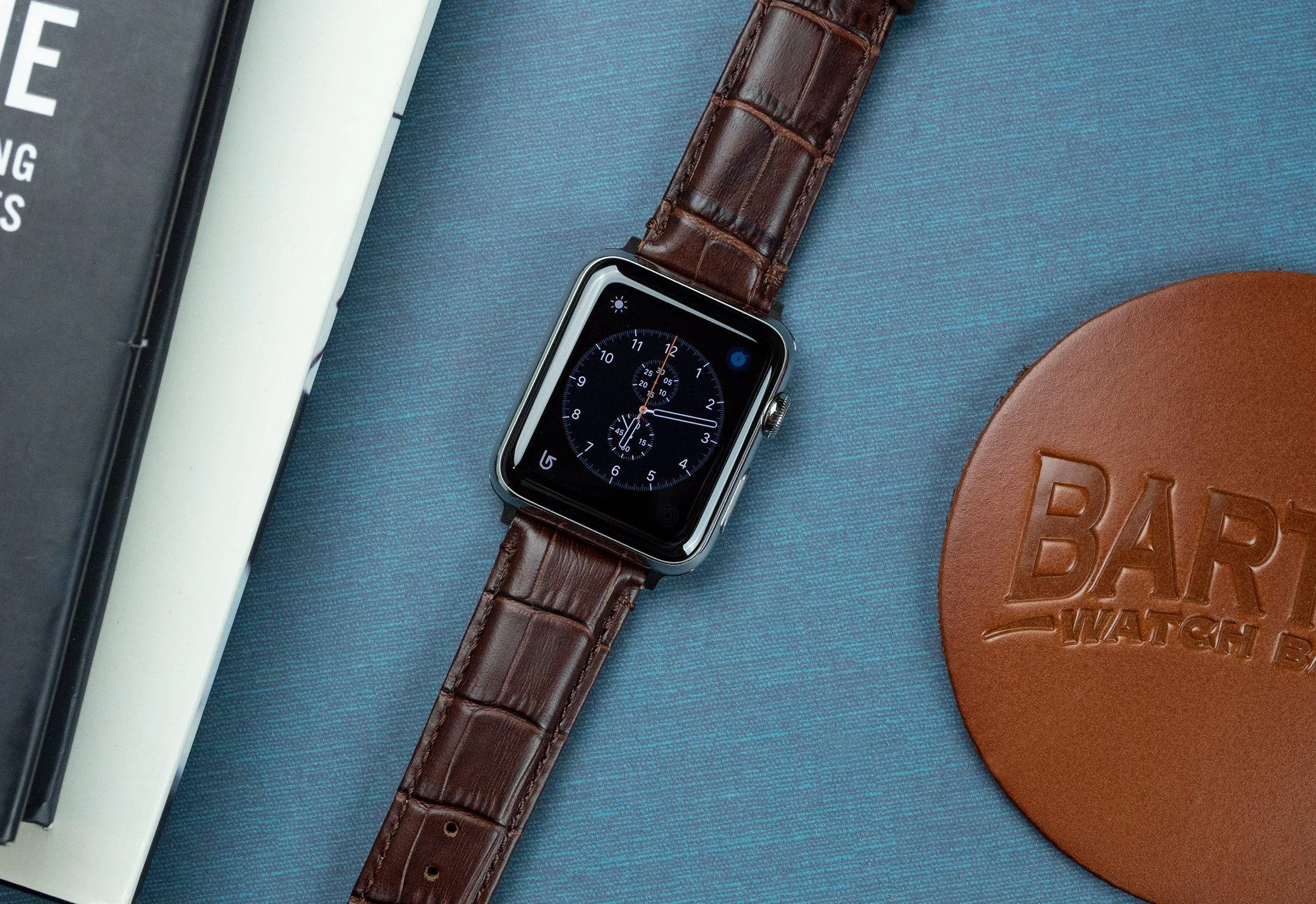 Apple Watch Coffee Brown Alligator Grain Leather Watch Band