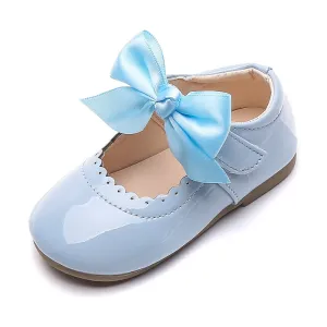 Baby Girls Shoes Cute Bow Patent Leather Princess Shoes Solid Color Kids Gilrs Dancing Shoes First Walkers SMG104