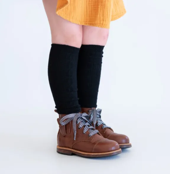 Black cable knit knee high socks