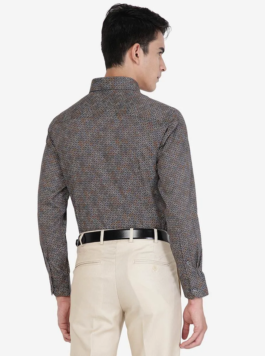 Black Printed Slim fit Formal Shirt | Greenfibre