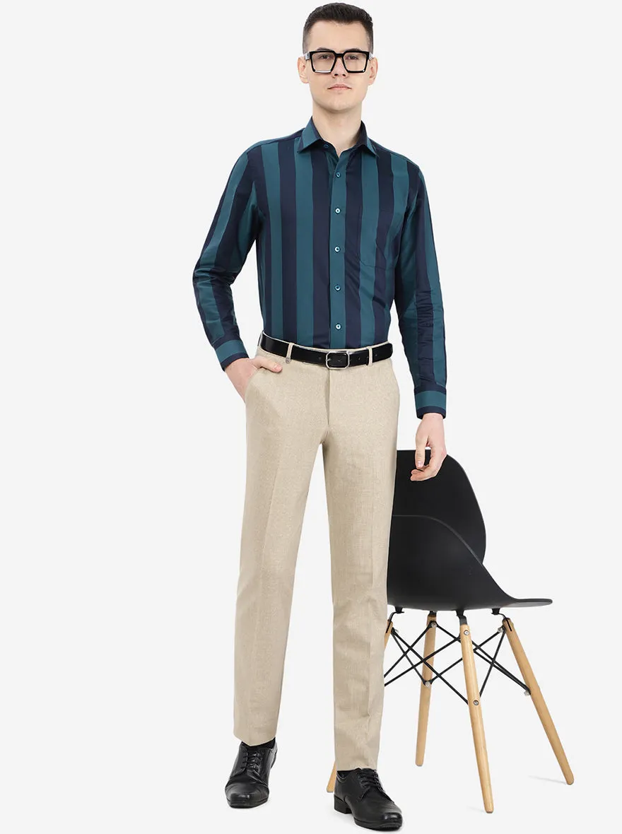 Blue Striped Slim Fit Formal Shirt | Metal