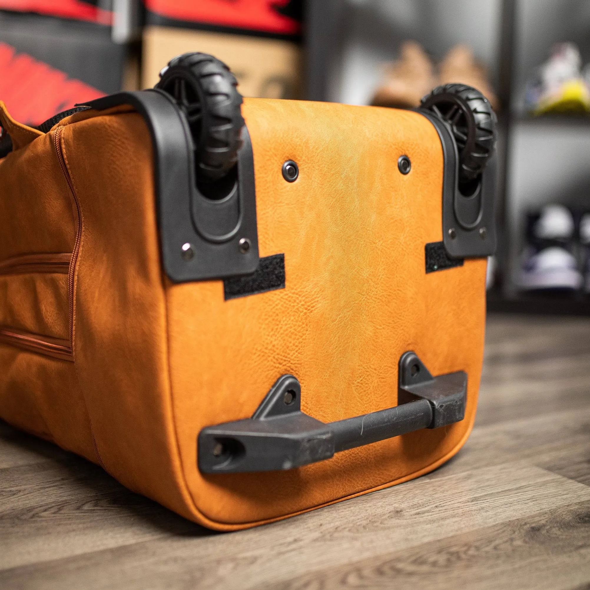 Brown Leather Carry-On Roller Bag (Patented Signature Design)