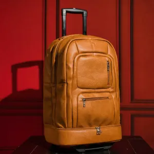 Brown Leather Carry-On Roller Bag (Patented Signature Design)