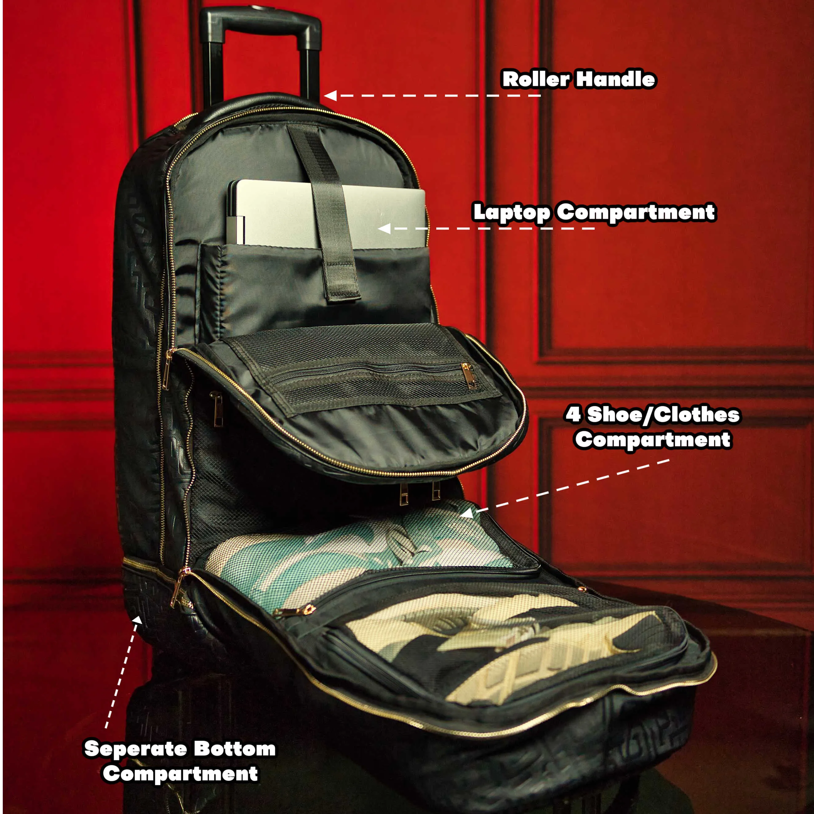 Brown Leather Carry-On Roller Bag (Patented Signature Design)