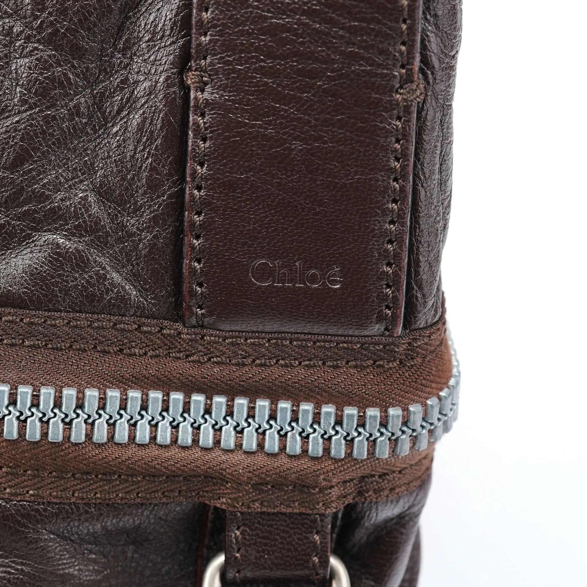 Brown Leather Zippered Shoulder Bag