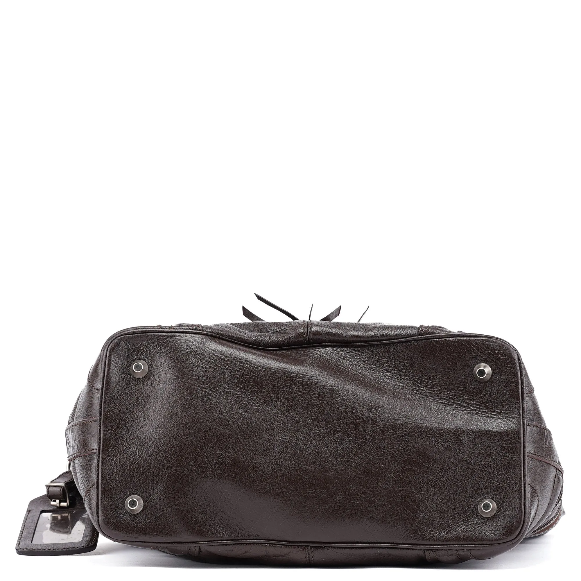 Brown Leather Zippered Shoulder Bag