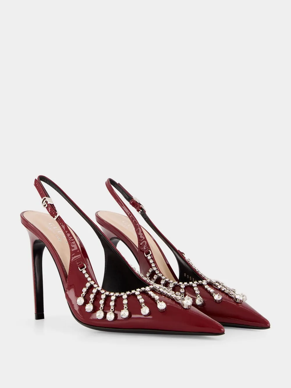 Burgundy Pumps with Crystal Chain