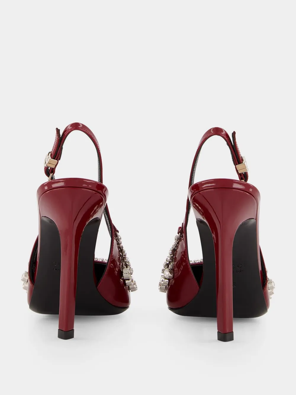 Burgundy Pumps with Crystal Chain
