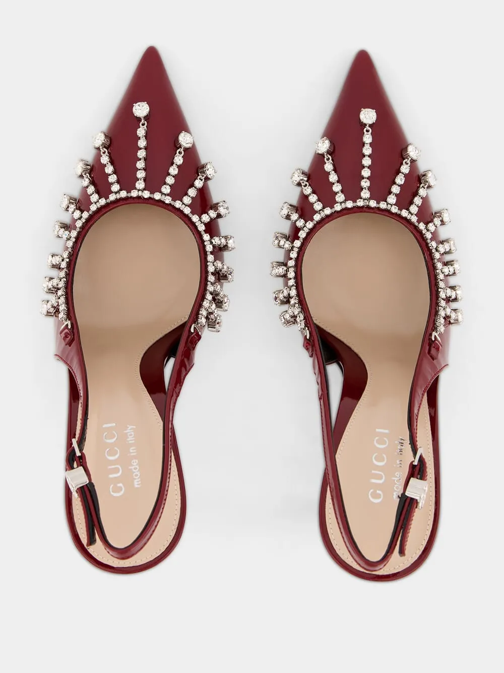 Burgundy Pumps with Crystal Chain