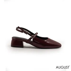BURGUNDY SHINY LEATHER LOW PUMPS