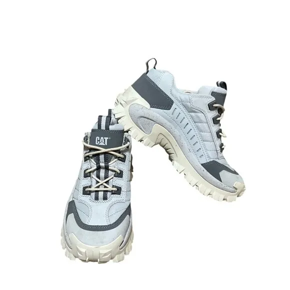 CAT Intruder Light Gray Chunky Sneakers Mens Size 9 Rugged Sole Leather &amp; Textil