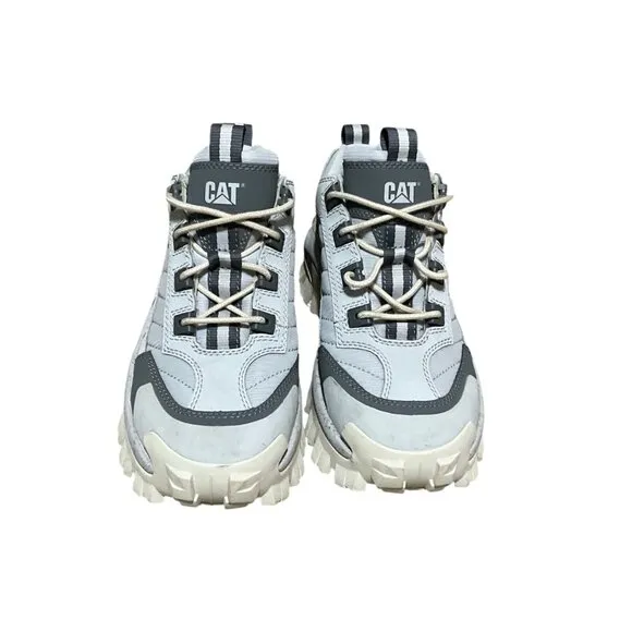 CAT Intruder Light Gray Chunky Sneakers Mens Size 9 Rugged Sole Leather &amp; Textil