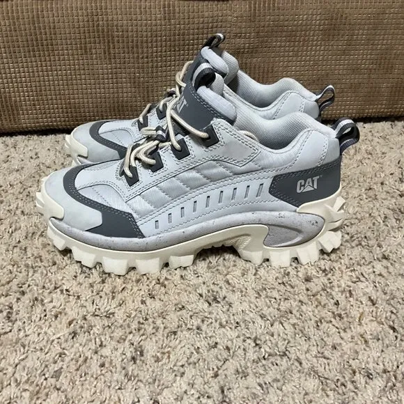CAT Intruder Light Gray Chunky Sneakers Mens Size 9 Rugged Sole Leather &amp; Textil
