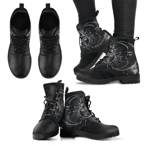 Charcoal Sun Moon Handcrafted Boots