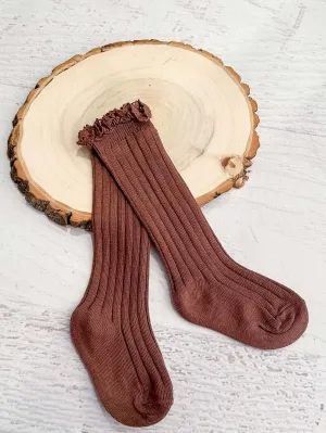 Chocolate Lettuce Edge Ruffle Socks
