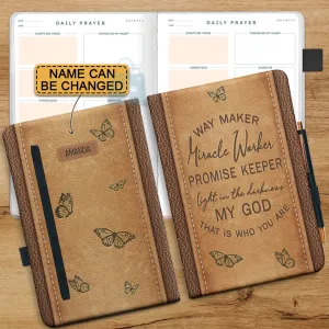 Christianartbag Leather Journal, Way Maker Miracle Worker Butterfly Leather Journal, Personalized Leather Prayer Journal, Christian Journal, Christian Gifts, CABCJ02100124.