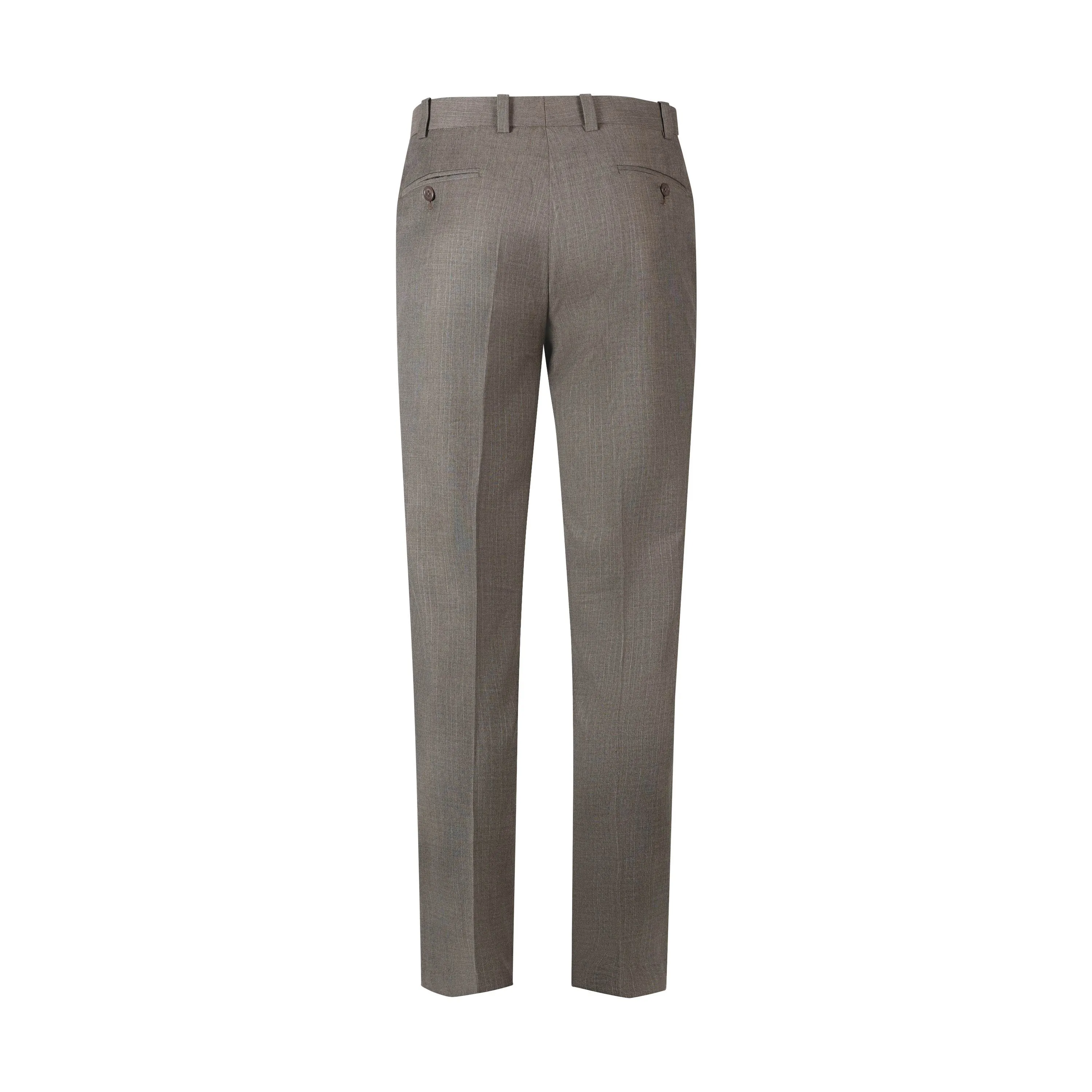 Classic Elegance Checked Men's Beige Formal Trousers with Button Closure