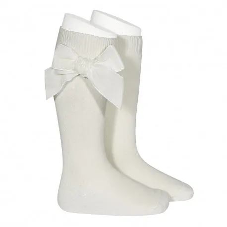 Condor Velvet bow socks - ivory 303