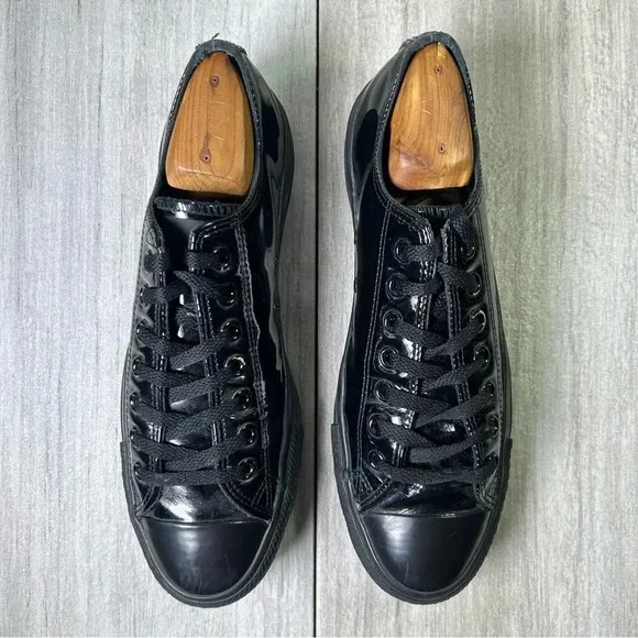 Converse Chuck Taylor All Star Low Black Patent Leather Sneaker Mens Size 8.5