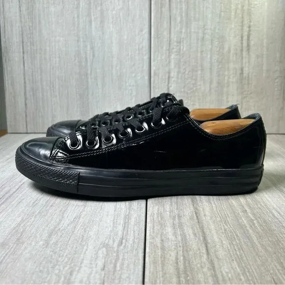 Converse Chuck Taylor All Star Low Black Patent Leather Sneaker Mens Size 8.5