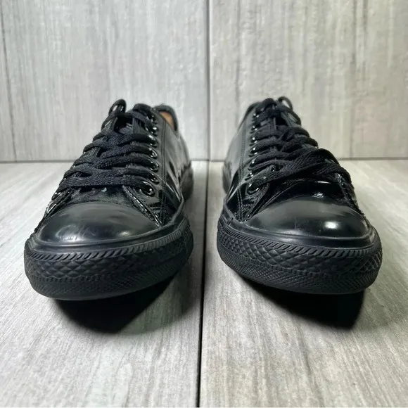 Converse Chuck Taylor All Star Low Black Patent Leather Sneaker Mens Size 8.5