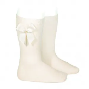Cream Bow Knee High Socks
