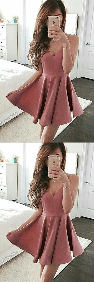 Cute Blush Pink A line Homecoming Dress, Party Dresses, Short Prom Dress, MH185