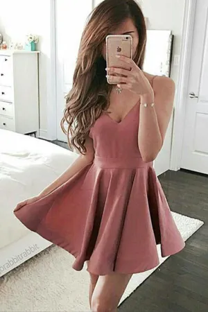 Cute Blush Pink A line Homecoming Dress, Party Dresses, Short Prom Dress, MH185
